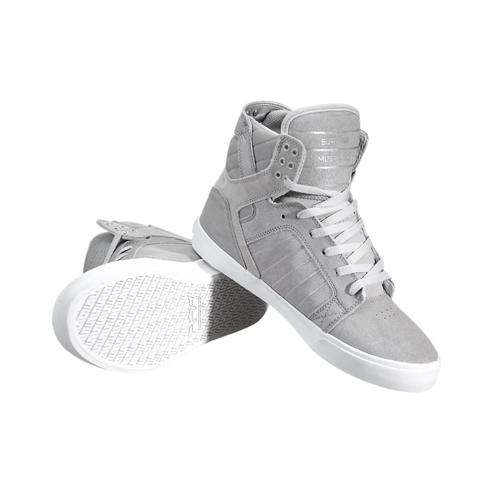 Baskets Montantes Supra SkyTop Grise Silver/White Homme | FGJ-82658022